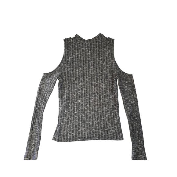 American Eagle Shoulderless Long Sleeve Gray Heathered Shirt Women's Size L - Picture 2 of 6